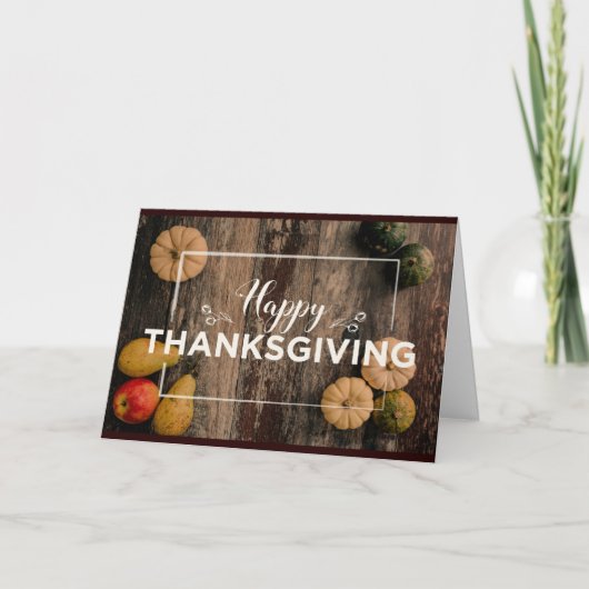Carte Citrouilles de Thanksgiving sur du Bois Rustique (Devant)