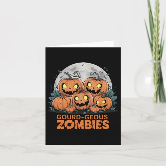 Carte Citrouilles de zombies effrayants Drôles de H (Devant)