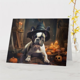 Carte Citrouilles d'Halloween effrayantes de Bouledogue