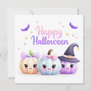 Carte Citrouilles d'Halloween Kawaii Mignonnes