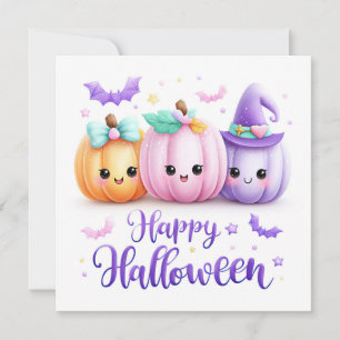 Carte Citrouilles d'Halloween Kawaii Mignonnes