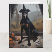 Carte Citrouilles Doberman Halloween Épouvantable (Devant)