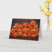 Carte Citrouilles effrayants 2 de Jack-o'-lantern (Fleur jaune)