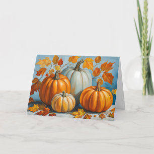 Carte Citrouilles et feuilles d'automne abstraites