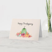 Carte Citrouilles et fleurs aquarelles féminines (Devant)