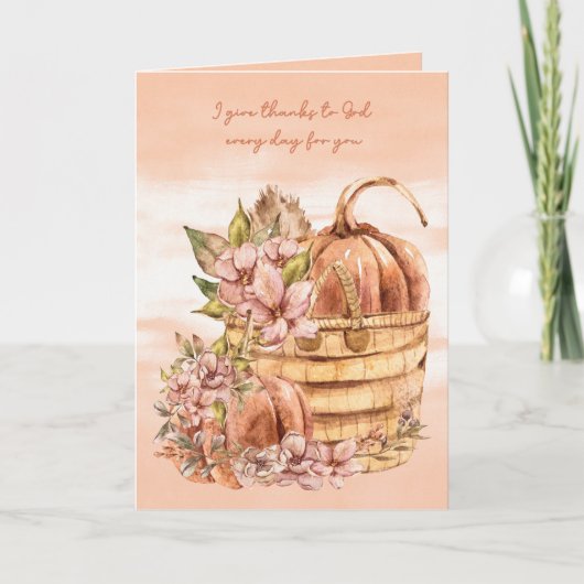 Carte Citrouilles et fleurs de Thanksgiving religieuses (Devant)