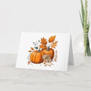 Carte Citrouilles, feuilles d'automne et écureuils