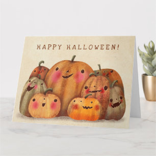 Carte Citrouilles heureux - Joli Halloween