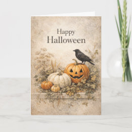 Carte Citrouilles orange vintage Halloween