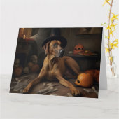 Carte Citrouilles Rhodesian Ridgeback Halloween Épouvant (Fleur jaune)