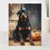 Carte Citrouilles Rottweiler Halloween Épouvantable (Devant)