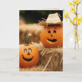 Carte Citrouilles Sur Hay Bale Pour Anniversaire (Fleur jaune)
