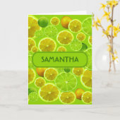Carte Citrus Fruit, Lemon & Lime Pattern (Fleur jaune)