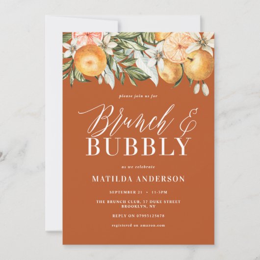 Carte Citrus, orange + brunch en fleur & mousseux (Devant)