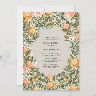 Carte Citrus, orange + fleurs baptême baptême baptême ba
