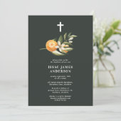 Carte Citrus, orange + fleurs baptême baptême baptême ba (Debout devant)