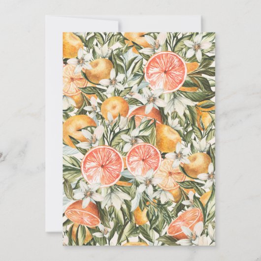 Carte Citrus, orange + fleurs baptême baptême baptême ba (Dos)