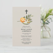 Carte Citrus, orange + fleurs baptême baptême baptême ba (Debout devant)