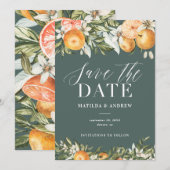 Carte Citrus, orange + mariage en fleurs enregistrer la  (Devant / Derrière)