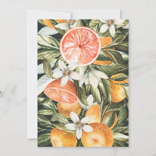 Carte Citrus, oranger + fleur fête de la douche nuptiale (Dos)