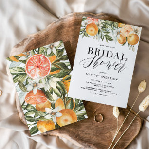 Carte Citrus, oranger + fleur fête de la douche nuptiale