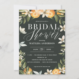 Carte Citrus, oranger + fleur fête de la douche nuptiale