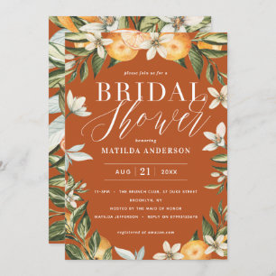 Carte Citrus, oranger + fleur fête de la douche nuptiale