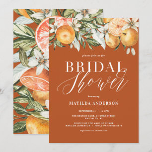 Carte Citrus, oranger + fleur fête de la douche nuptiale