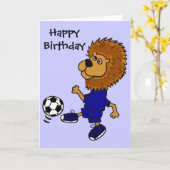 Carte CL- Lion Jouer au soccer Dessin (Fleur jaune)