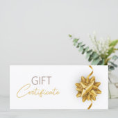 Carte Clair Lumineuse Bow ronde or Élégant cadeau blanc (Debout devant)