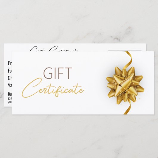 Carte Clair Lumineuse Bow ronde or Élégant cadeau blanc (Devant / Derrière)