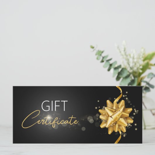 Carte Clair Lumineuse Bow ronde or Élégant cadeau noir (Debout devant)