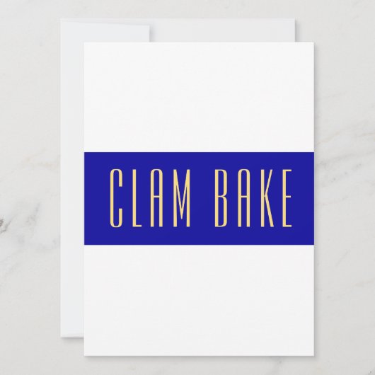 Carte CLAM BAKE Moderne Été Blanc Royal Bleu Stripes (Devant)