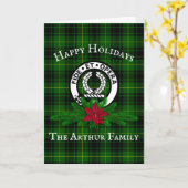 Carte Clan Arthur Crest Badge & Tartan Christmas Card (Fleur jaune)