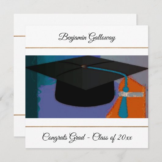 Carte Clapet de graduation graphique moderne Purple Gold (Devant / Derrière)