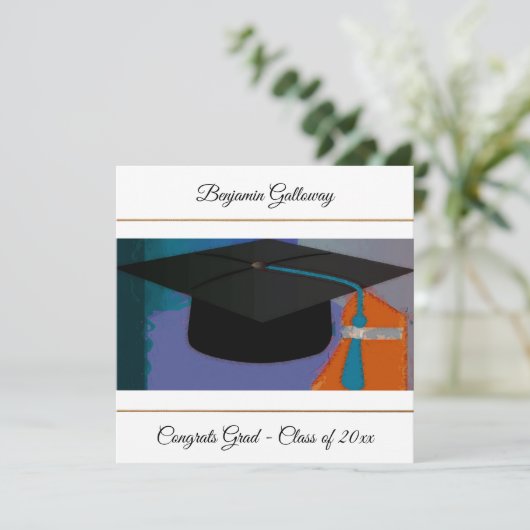 Carte Clapet de graduation graphique moderne Purple Gold (Debout devant)