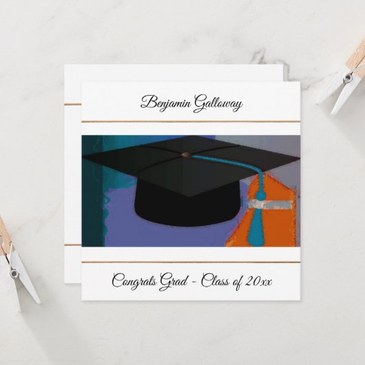 Carte Clapet de graduation graphique moderne Purple Gold (Devant/Arrière en situation)