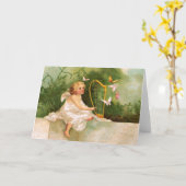 Carte Clapsaddle : Angel Jouer à la harpe (Fleur jaune)