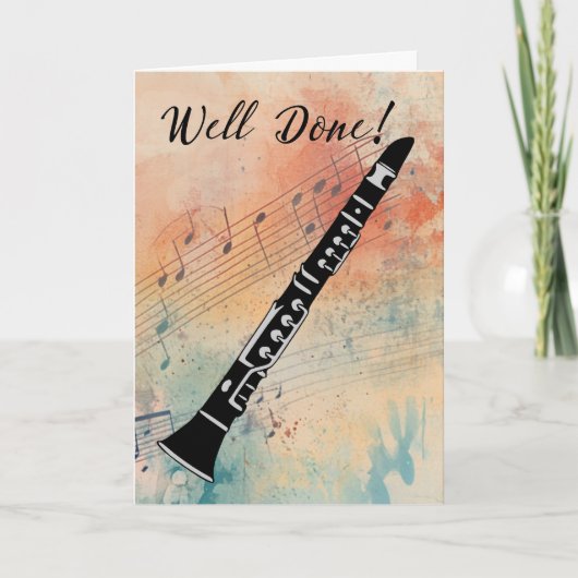 Carte Clarinet Music Performance Félicitations (Devant)