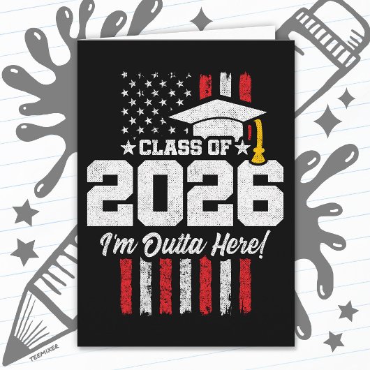 Carte Class of 2026 Graduation Fun Quote Distressed Flag
