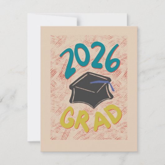 Carte Class of 2026 Grunge Style Graduation Announcement (Devant)