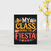 Carte Classe apporte l'école d'enseignant drôle fiesta (Fleur jaune)