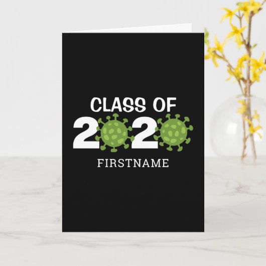 Carte Classe de 2020 Funny Virus Graduation (Fleur jaune)