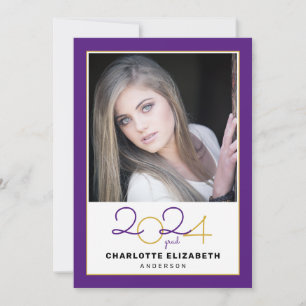 Carte Classe de 2023 Purple 2 Photo Graduation Invitatio