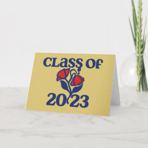 Carte Classe de 2023 rétro rouge conceptions de rose gra