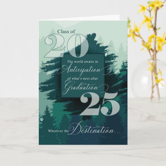 Carte Classe de 2025 Mountain Theme Graduation (Fleur jaune)