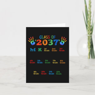 Carte Classe de 2037 Grow With Me Color Handprint Pre-K
