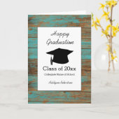 Carte Classe de bois Turquoise rustique de 2025 Graduati (Fleur jaune)