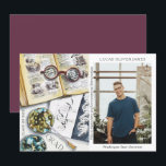 Carte Classe de fin d'études de 2022 Sciences De l'envir<br><div class="desc">Classe de graduation de 2022 Science De l'environnement Médicale Foresterie Agriculture Grad Photo Faire-part présente une aquarelle d'un milieu de travail biologiste qui comprend des lunettes, des livres, des boîtes de Pétri de laboratoire, des microbes, une pipette, des virus et plus encore. Le texte "Grad", votre qualification, votre nom, l'année...</div>