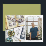 Carte Classe de fin d'études de 2022 Sciences De l'envir<br><div class="desc">Classe de graduation de 2022 Science De l'environnement Médicale Foresterie Agriculture Grad Photo Faire-part présente une aquarelle d'un milieu de travail biologiste qui comprend des lunettes, des livres, des boîtes de Pétri de laboratoire, des microbes, une pipette, des virus et plus encore. Le texte "Grad", votre qualification, votre nom, l'année...</div>